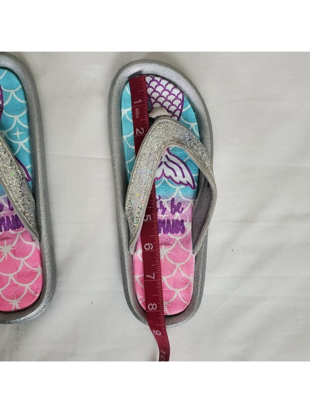 Elli By Capelli Girl's Let's Be Mermaid Pool Slides Flip Flop Silver/Blue Sz 3-4 - Picture 14 of 16